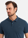 Ombre Clothing Férfi pamut pólóing BASIC - sötétkék/fehér/vörös V3 OM-POBS-0133 Ombre Ruházat