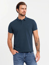 Ombre Clothing Férfi pamut pólóing BASIC - sötétkék/fehér/vörös V3 OM-POBS-0133 Ombre Ruházat