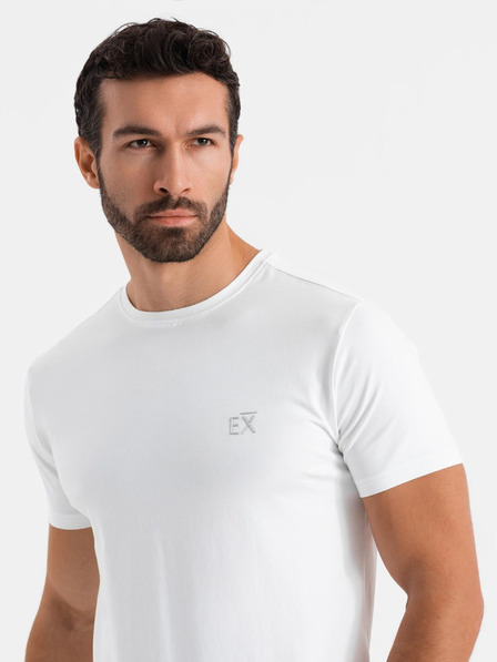 Ombre Clothing Férfi SLIM FIT póló elasztánnal és fehér nyomtatással Ombre Ruházat