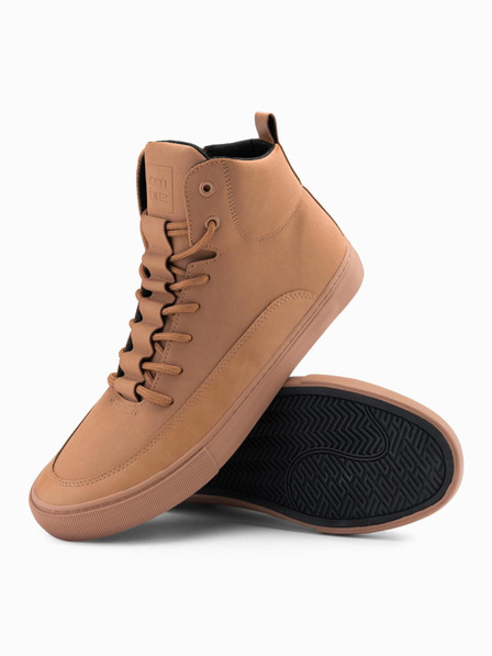 Ombre Clothing Férfi magas gumitalpú tornacipő barna Ombre Ruházat Ombre Ruházat