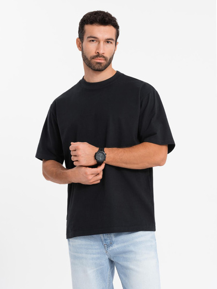 Ombre Clothing Férfi LOOSE FIT póló zsebbel fekete Ombre Ruházat