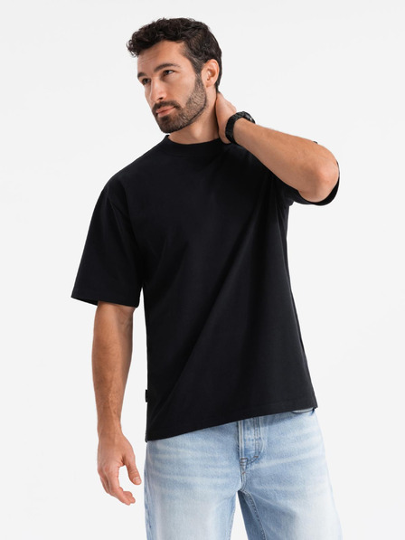 Ombre Clothing Férfi LOOSE FIT póló zsebbel fekete Ombre Ruházat
