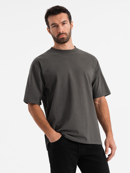 Ombre Clothing Férfi LOOSE FIT póló zsebbel khaki Ombre ruházat