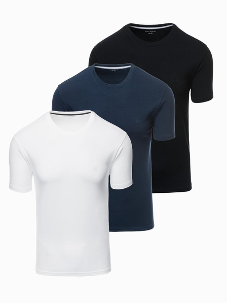 Ombre Clothing Három darabos férfi pamut BASIC kerek nyakú póló készlet Ombre Clothing