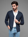 Ombre Clothing Férfi kötött pulóver strukturált pöttyökkel - sötétkék Ombre ruházat