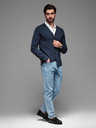 Ombre Clothing Férfi kötött pulóver strukturált pöttyökkel - sötétkék Ombre ruházat