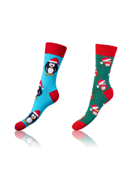 Bellinda CRAZY SOCKS 2x - Vidám zokni 2 pár - világoskék - zöld