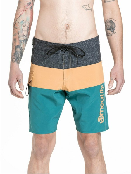 Meatfly Meatfly férfi fürdőnadrág Mitch Boardshorts 21" Kígyózöld / Teve | Zöld | Méret