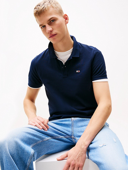 Tommy Hilfiger Tommy Hilfiger férfi kék zászló feliratos polo