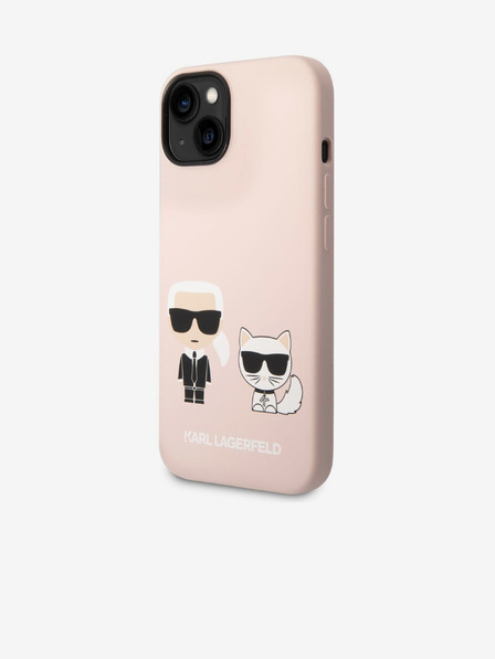 Karl Lagerfeld Karl Lagerfeld and Choupette Liquid Silicone Hátlap iPhone 14 Plus Pink