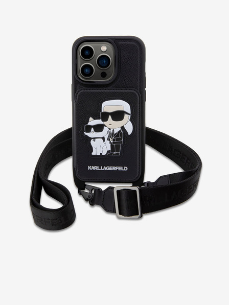 Karl Lagerfeld Karl Lagerfeld Saffiano Crossbody Pánt Karl and Choupette NFT Hátlap iPhone 14 Pro Black