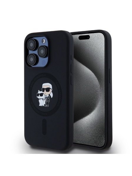 Karl Lagerfeld Karl Lagerfeld Folyékony Szilikon Karl és Choupette Magsafe Hátlap iPhone 15 Pro Fekete
