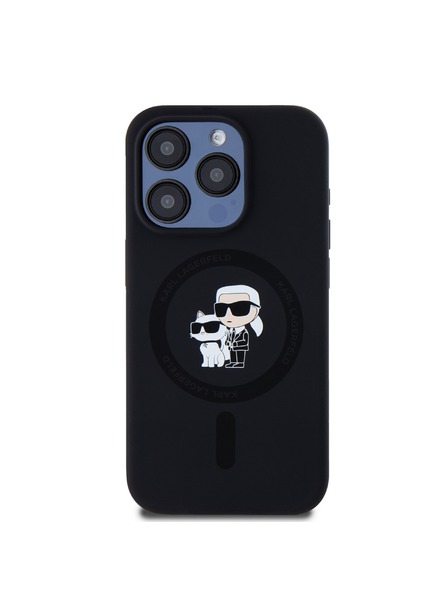 Karl Lagerfeld Karl Lagerfeld Folyékony Szilikon Karl és Choupette Magsafe Hátlap iPhone 15 Pro Fekete