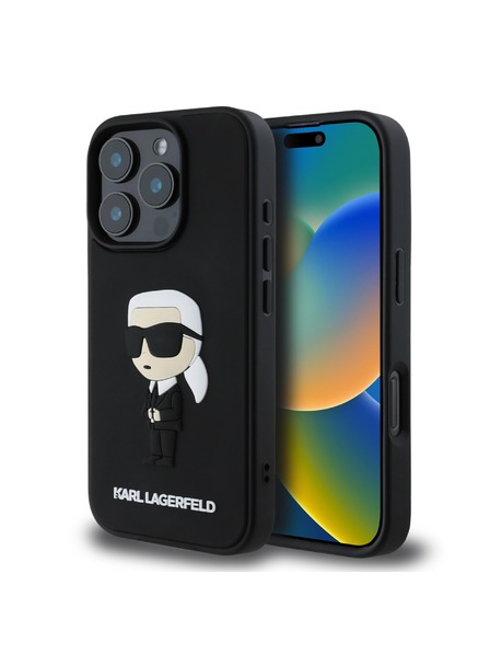 Karl Lagerfeld Karl Lagerfeld 3D Gumi Ikonikus Hátlap iPhone 16 Pro Max Black