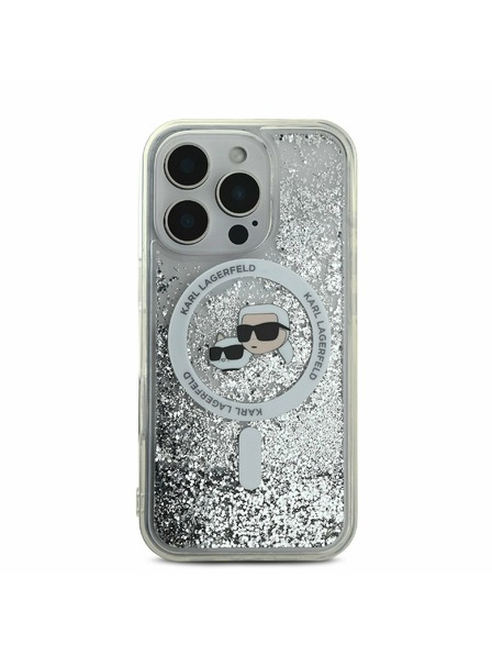 Karl Lagerfeld Karl Lagerfeld Folyékony Csillogó Karl és Choupette Fejek MagSafe Hátlap iPhone 16 Pro Max Átlátszó