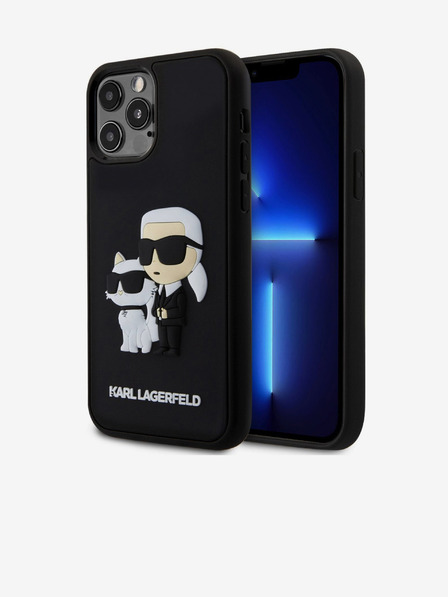 Karl Lagerfeld 3D Gumi Karl és Choupette Hátlap iPhone 12/12 Pro Fekete Karl Lagerfeld