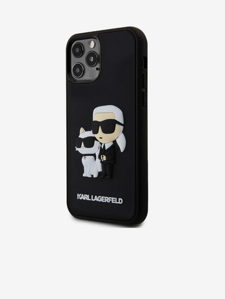 Karl Lagerfeld 3D Gumi Karl és Choupette Hátlap iPhone 12/12 Pro Fekete Karl Lagerfeld