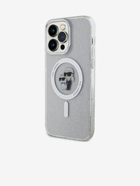 Karl Lagerfeld Karl Lagerfeld IML Csillogó Karl és Choupette MagSafe Hátlap iPhone 15 Pro Max Átlátszó