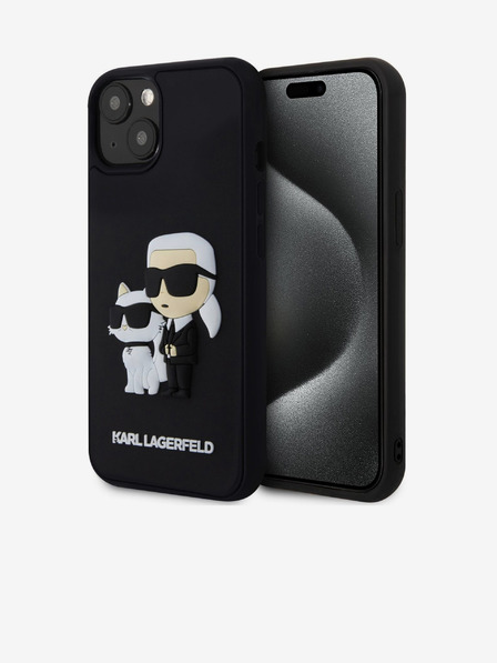 Karl Lagerfeld Karl Lagerfeld 3D Gumi Karl és Choupette Hátlap iPhone 13 Fekete
