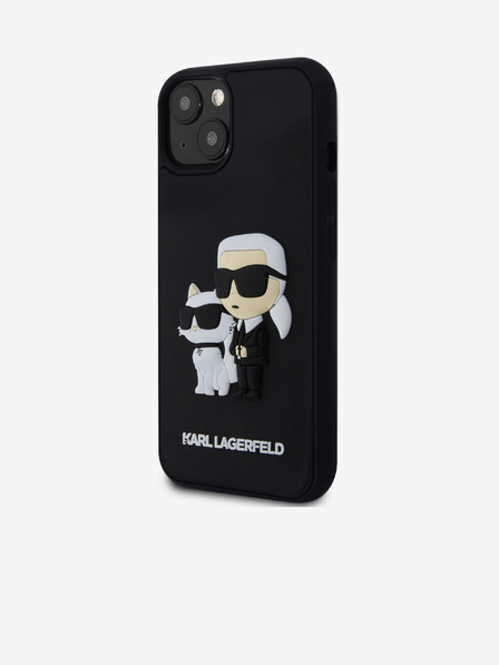 Karl Lagerfeld Karl Lagerfeld 3D Gumi Karl és Choupette Hátlap iPhone 13 Fekete