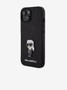 Karl Lagerfeld Karl Lagerfeld Rögzített Csillogó Fém Ikonik Hátlap iPhone 15 Fekete