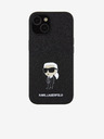 Karl Lagerfeld Karl Lagerfeld Rögzített Csillogó Fém Ikonik Hátlap iPhone 15 Fekete