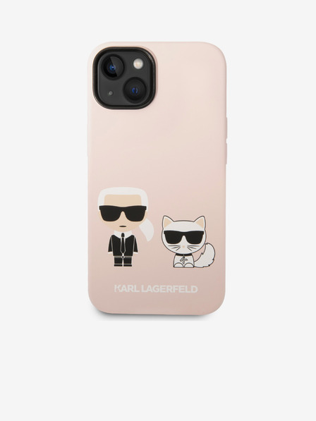 Karl Lagerfeld Karl Lagerfeld MagSafe Kompatibilis Folyékony Szilikon Hátlap Karl és Choupette iPhone 14 Plus Rózsaszín