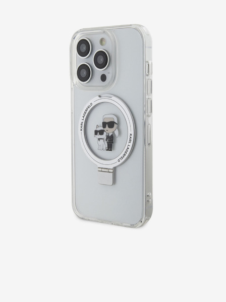 Karl Lagerfeld Karl Lagerfeld Gyűrűs Állvány Karl és Choupette MagSafe Hátlap iPhone 15 Pro Fehér