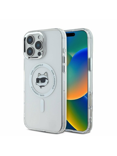 Karl Lagerfeld Karl Lagerfeld IML Choupette Fej Fém Keret MagSafe Hátlap iPhone 16 Pro Max Átlátszó
