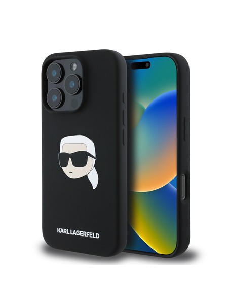 Karl Lagerfeld Karl Lagerfeld Folyékony Szilikon Karl Fej MagSafe Hátlap iPhone 16 Pro Max Fekete