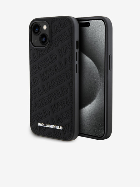 Karl Lagerfeld PU Steppelt Mintás Hátlap iPhone 15 Fekete Karl Lagerfeld