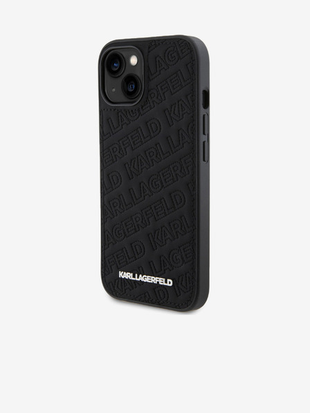 Karl Lagerfeld PU Steppelt Mintás Hátlap iPhone 15 Fekete Karl Lagerfeld