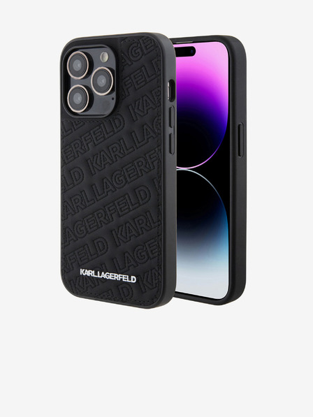 Karl Lagerfeld Karl Lagerfeld PU Steppelt Mintás Hátlap iPhone 15 Pro Fekete