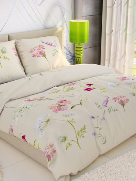 Kvalitex Francia pamut ágynemű DELUX 200x200, 70x90cm BOTANICA krémszínű