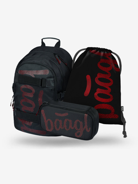 BAAGL  Fekete iskolai készlet - hátizsák, tolltartó, táska Baagl Skate Red