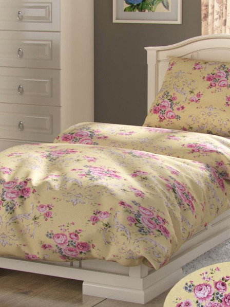 Kvalitex Francia kiterjesztett pamut ágynemű PROVENCE COLLECTION 240x220, 70x90cm CLER sárga