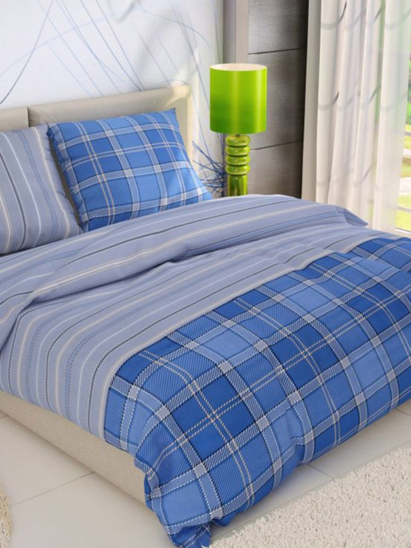 Kvalitex Francia kiterjesztett pamut ágynemű DELUX 240x220, 70x90cm CAMPUS kék