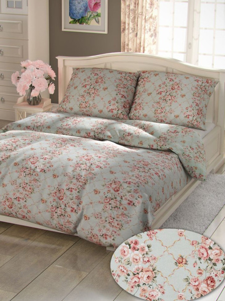 Kvalitex Francia pamut ágynemű Provence Collection 220x200, 70x90cm Rosalie zöld Qualitex Qualitex
