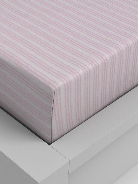 Kvalitex Pamut gumis lepedő 120x200cm rózsaszín csíkos Kvalitex