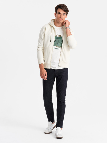Ombre Clothing Férfi pamut BASIC cipzáras pulóver Ombre Clothing