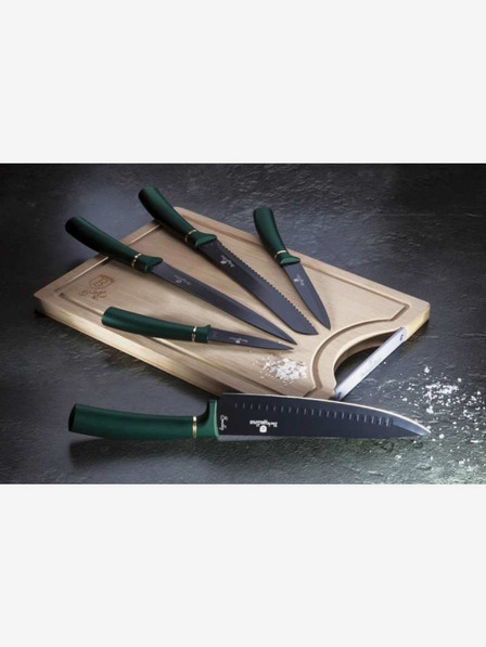 Berlingerhaus Öt darabos késkészlet tapadásmentes felülettel + vágódeszka BERLINGERHAUS Emerald Collection