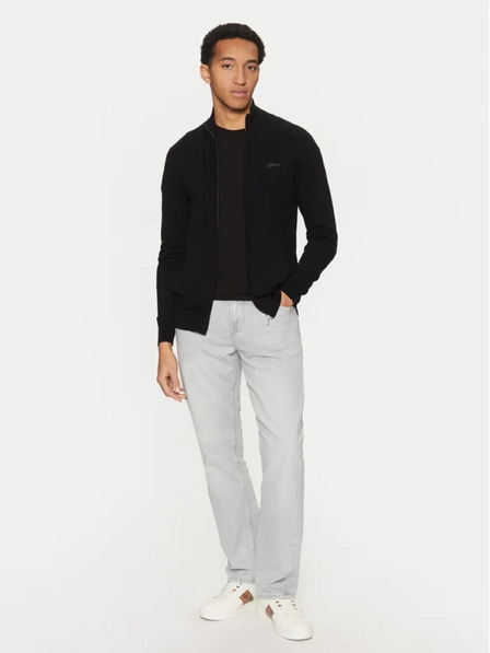 Guess Jeans Férfi fekete kardigán hímzett logóval Guess jeans