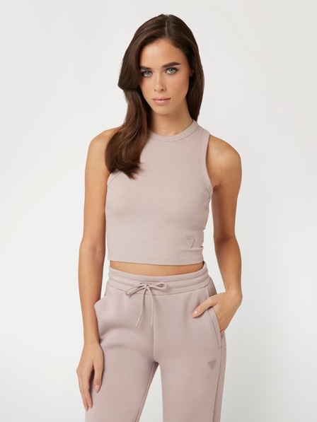 Guess Jeans Rózsaszín Guess farmernadrág crop top bordázott anyagból