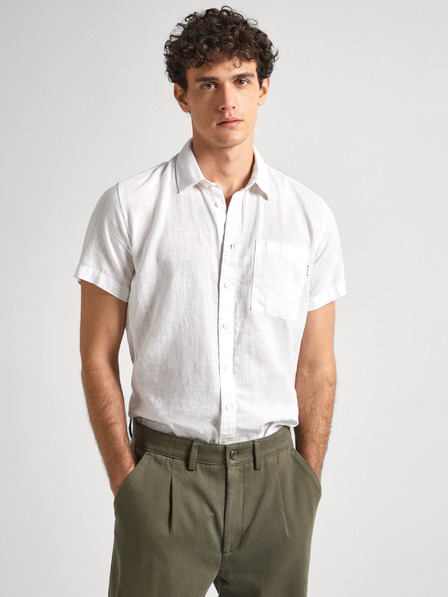 Pepe Jeans Fehér férfi rövid ujjú vászon ing Pepe Jeans Pepe Jeans