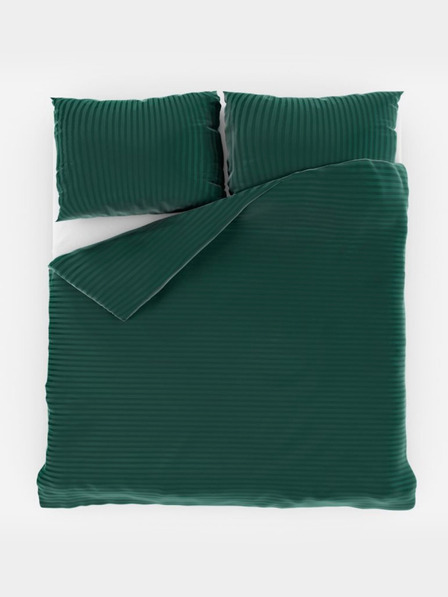 Kvalitex Szatén kiterjesztett ágynemű csíkkal 140x220, 70x90cm SÖKÉSZÖLD