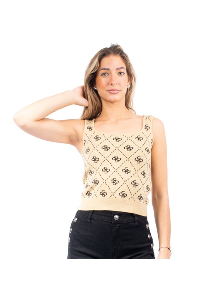 Guess Jeans Bézs teljes felületű 4G nyomatú Guess farmer női top