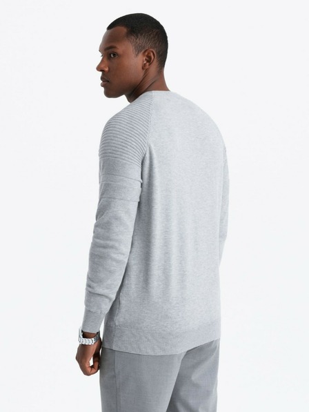 Ombre Clothing Férfi raglan pulóver bordázott ujjú szürke melange Ombre ruházat