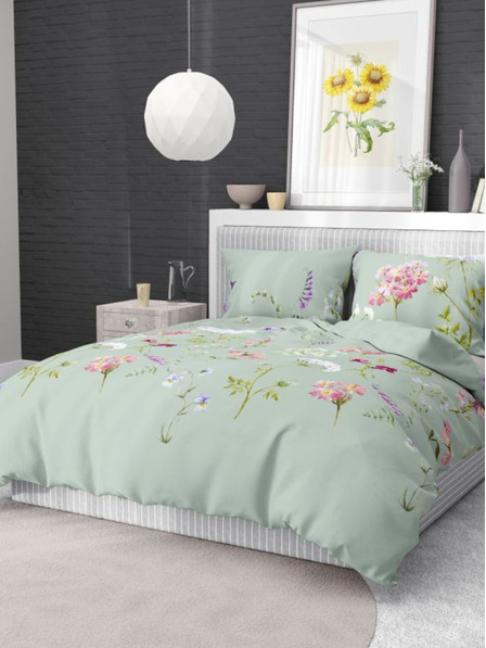 Kvalitex Francia pamut lepedő DELUX 200x200, 70x90cm BOTANICA zöld