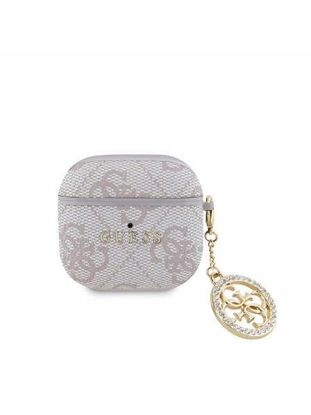 Guess Guess 4G Script PC/PU Charm tok AirPods 4 készülékhez, rózsaszín