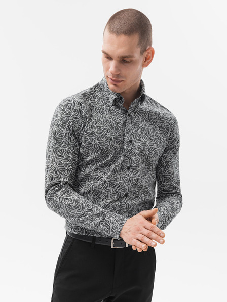 Ombre Clothing Fehér-fekete férfi ing Ombre Clothing K608
